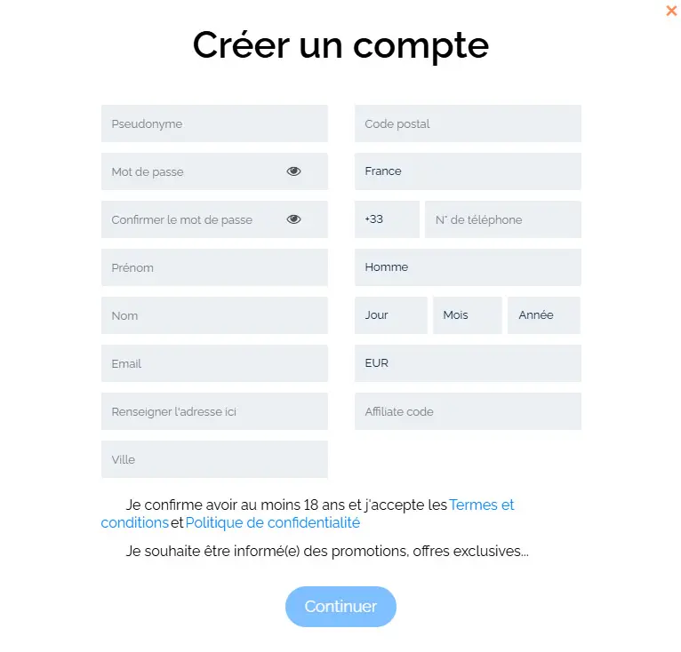 Proceso de registro BET90 CASINO